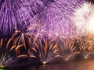 Queima de fogos no réveillon em Copacabana